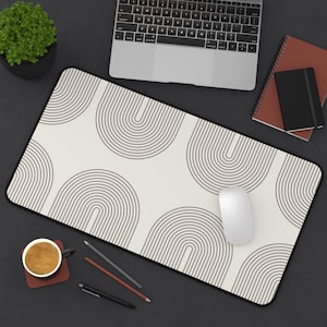 Japandi Desk Mat, Minimalist Zen Geometrical Offwhite Beige TCG Gaming Pad, Desk Pad, Minimalist Mat, Zen Desk