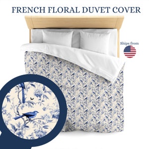 Toile bedding, French Toile Blue Duvet Cover, Blue Chinoiserie  Duvet Cover, French Farmhouse, duvet cover, washable.  Dorm bedding