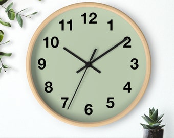 Sage Green Silent Wall Clock: Modern Kitchen Decor (10" x 10")