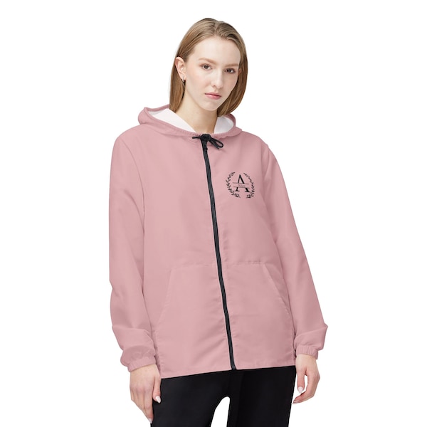 Dusty Pink Monogram Rain Jacket with hood, Windbreaker, personalized jacket with name, travel jacket, lightweight waterproof raincoat