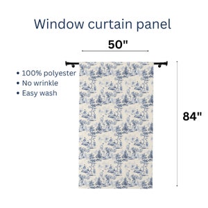 Blue French Toile de Jouy Home Decor Set: Farmhouse Throw Blanket & Pillows, Navy and White Pillow, French Pastoral Toile Accent Curtain panel 50*84"