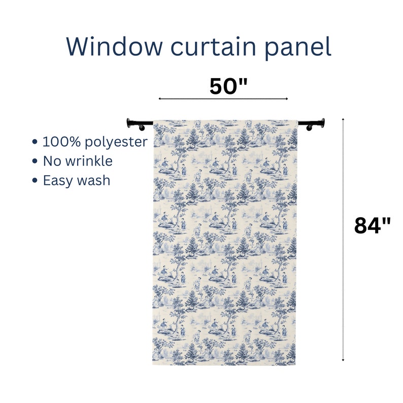 Blue French Toile de Jouy Home Decor Set: Farmhouse Throw Blanket & Pillows, Navy and White Pillow, French Pastoral Toile Accent Curtain panel 50*84"