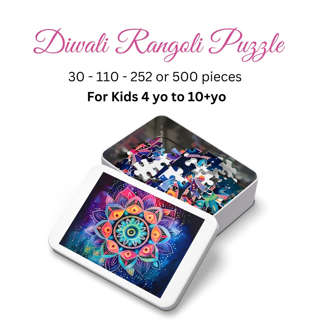 Rangoli Mandala Jigsaw Puzzle for Diwali Diwali Kid's Etsy