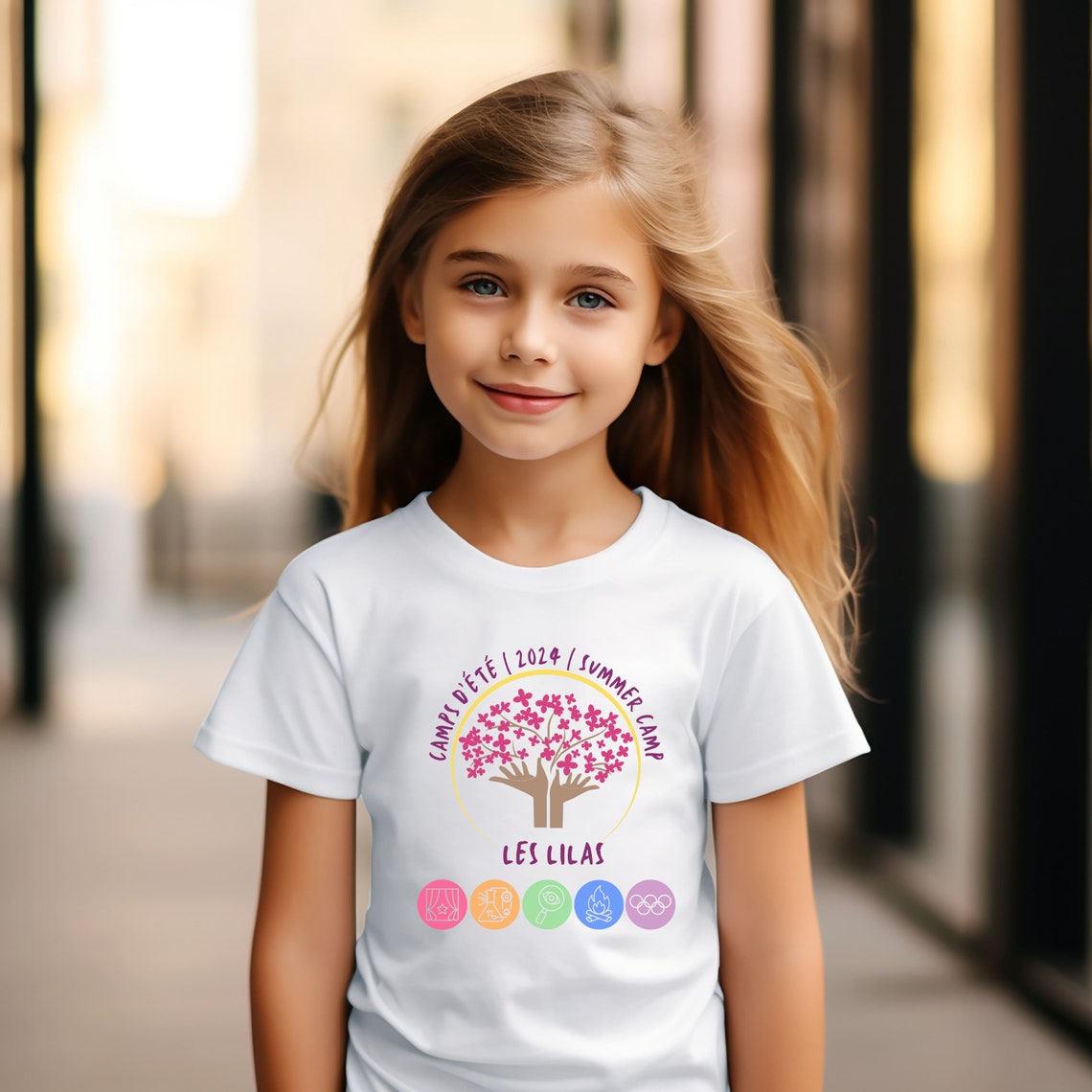 Custom Summer Camp Shirts Kid's Sizes, Bulk Order of Cotton Tee With Custom Logo for Summer