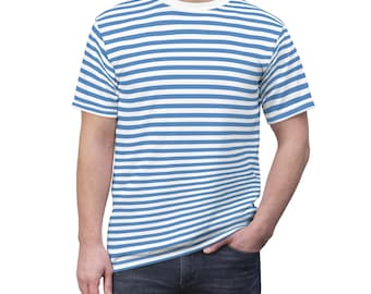 Striped Nautical Tee, French Sailor Shirt, Beach Day Casual Chic, Navy Cruise Summer Tee, Blue White Striped Tee, Yacht, Father's Day gift