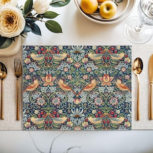 William Morris Strawberry Thief cotton placemat, Floral victorian tablescape, Fall Thansgiving decor - 1 unit