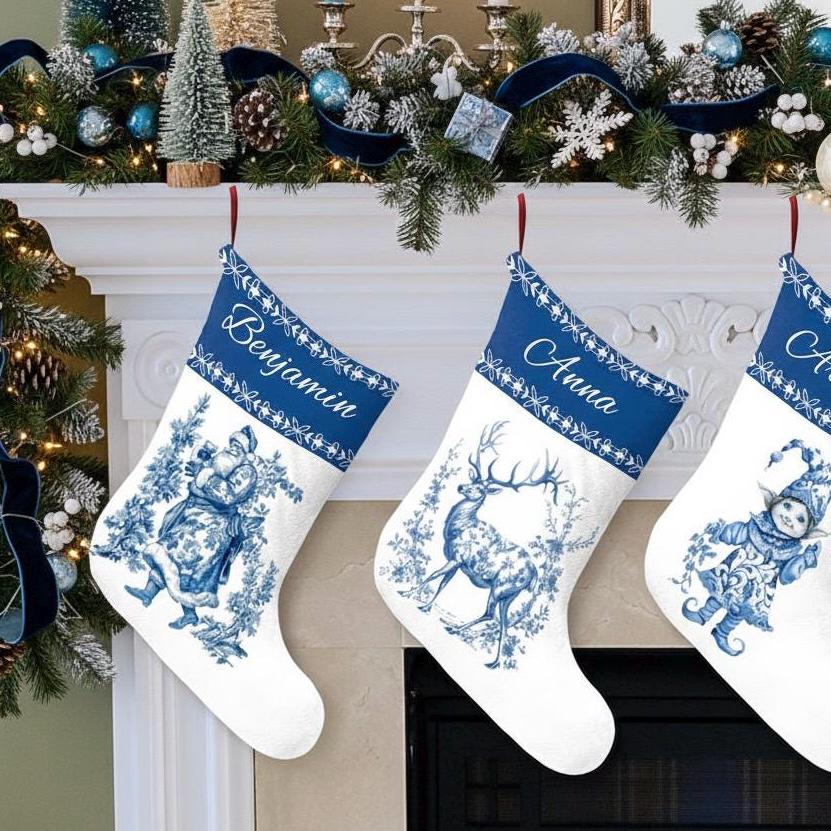 Holiday Time Christmas Stocking – Festive Red, Blue & White Santa Stocking For Gifts - View #5