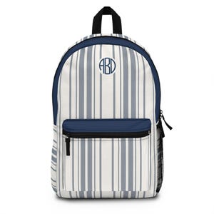 blue white pinstripe mini backpack Navy Stripe our Mackenzie backpacks are packed with pockets and straps to keep everything in place Mini Backpack Contrast Striped Pattern
