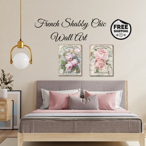 french shabby chic canva wall art,printed and shipped usa