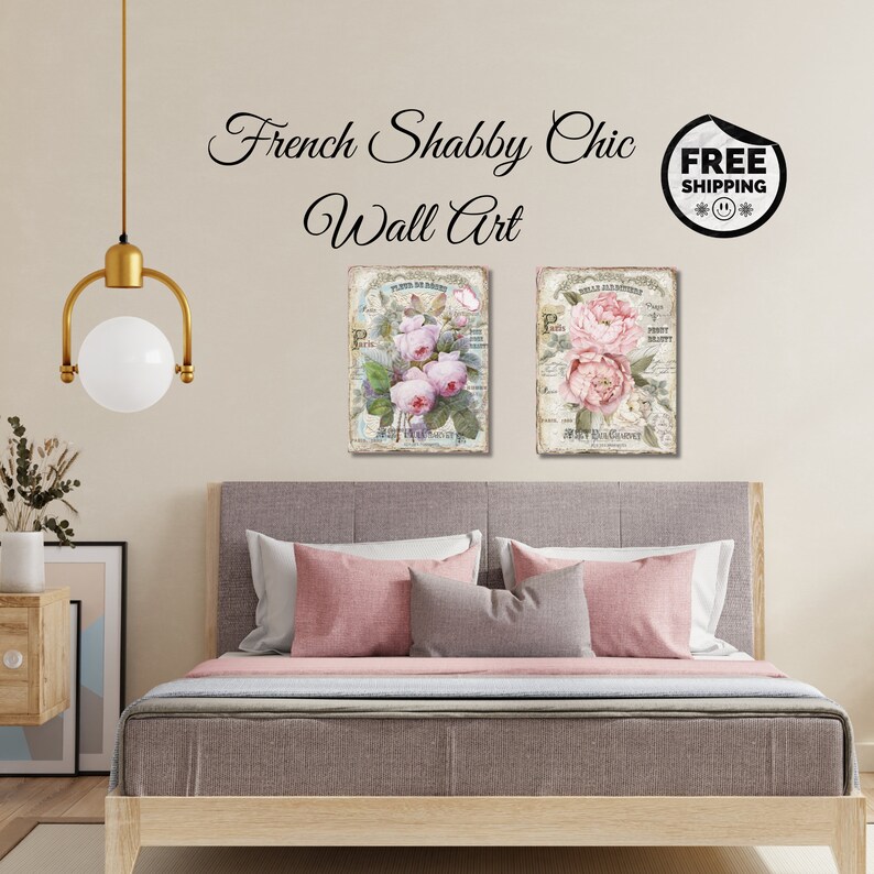 french shabby chic canva wall art,printed and shipped usa