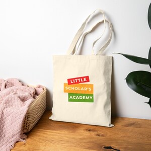 Sac fourre-tout personnalisé avec logo d'école, sac respectueux de l'environnement, cadeau étudiant, fournitures scolaires, rentrée des classes, cabas pour enfant, vêtements d'école, cartable