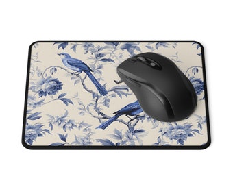 Blue Toile Non-Slip Mouse Pads, cute mousepad office decor, mini mousepad, cute mousepad, colorful mousepad for office desk, toile aesthetic