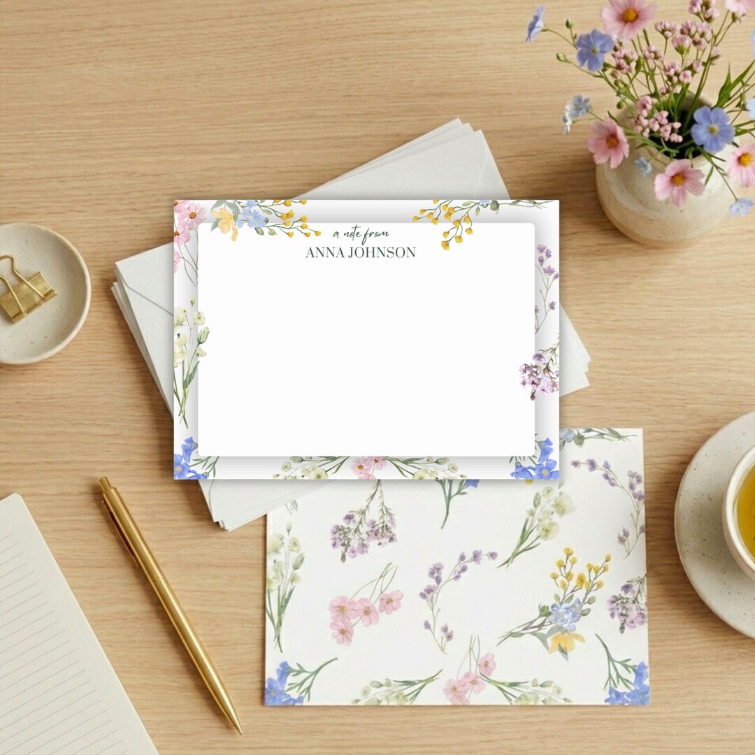 Personalized Floral Stationery Set | Watercolor Notecards With ...