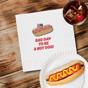 Lustige Grillservietten für den 4. Juli - Hot Dog Design Papierservietten für Grillpartys, Sommer Backyard Parties, Einweg-Papierservietten, Imbisswagen