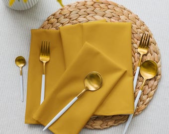Ochre Cloth Napkins Set of 4 - Minimalist Thanksgiving Decor