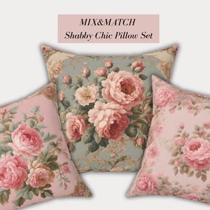 shabby chic french country pillows with floral roses
