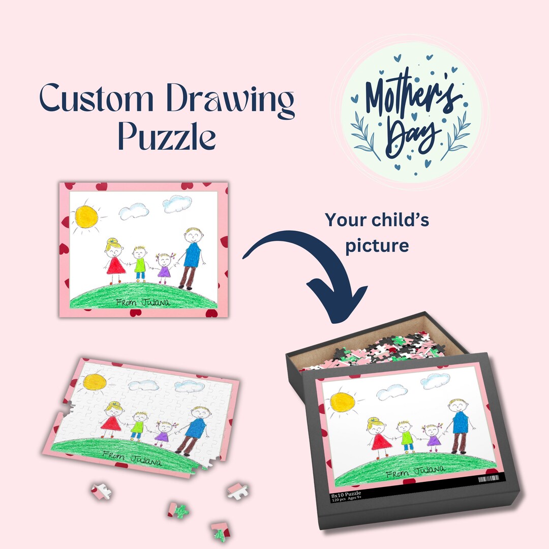 Mother's Day Customized Jigsaw Photo Puzzle With Kid's Drawing ...