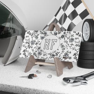 Black Floral Toile License Plate Frame: Chinoiserie Car Accessory image 9