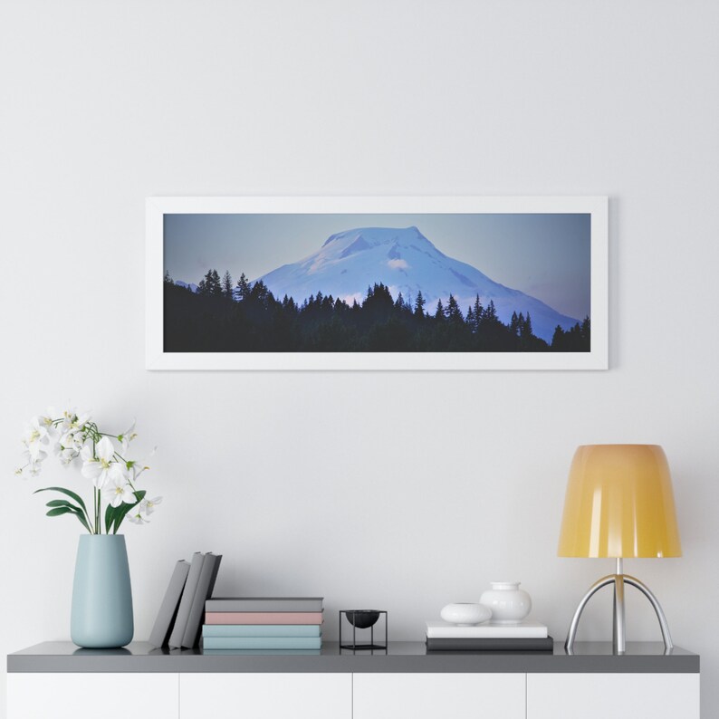 Framed Mountain Wall Art, Horizontal Framed Horizontal Poster, Black