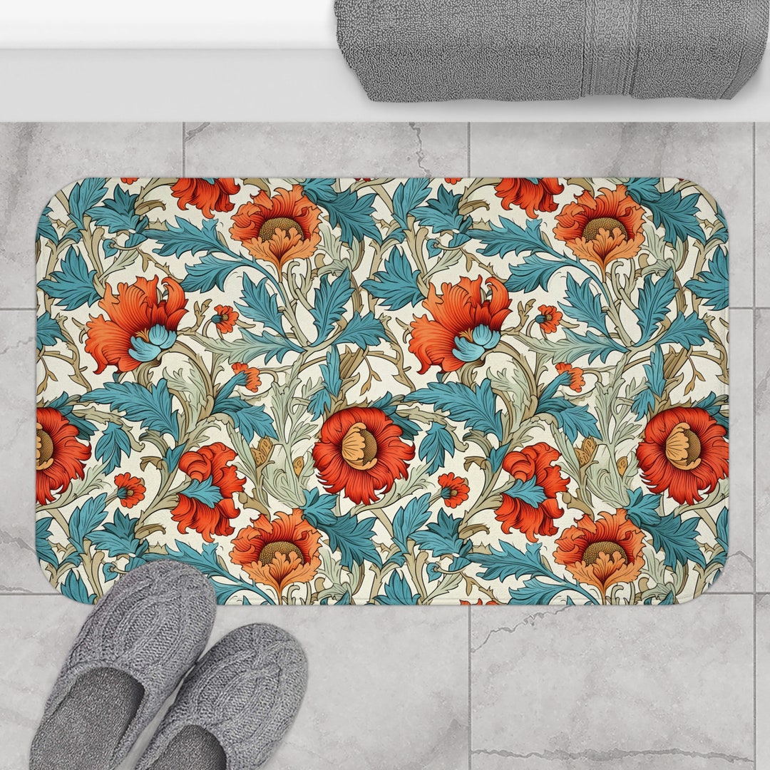 William Morris Floral Bath Mat, Memory Foam Bath Mat, Retro Vintage Bath Mat - Etsy
