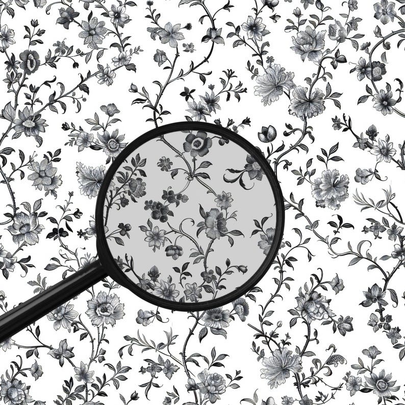 Black Floral Toile License Plate Frame: Chinoiserie Car Accessory image 2