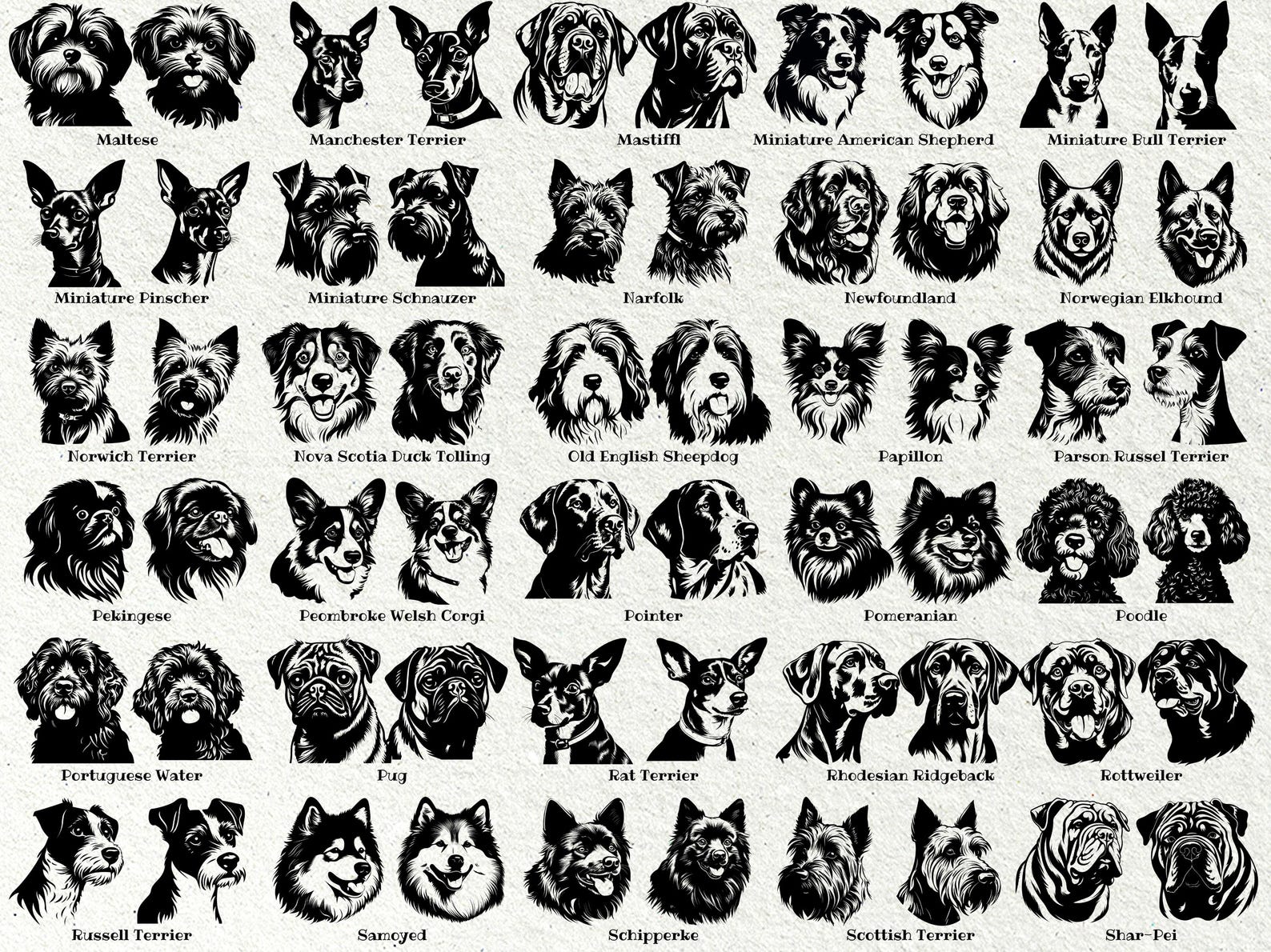 147 Dog Breeds Laser Files / Dogs Head Svg Bundle / Dog Portrait SVG ...