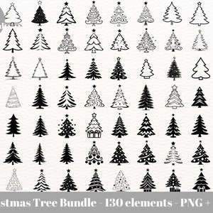 130 Christmas tree svg bundle / Christmas Tree clipart black and White / Christmas tree silhouette svg / Christmas svg bundle commercial use