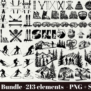 Skiing svg bundle / Winter sport svg / Ski Goggles Svg / Ski Boots Svg / Instant Download / Mountain Svg Bundle / Commercial use clipart