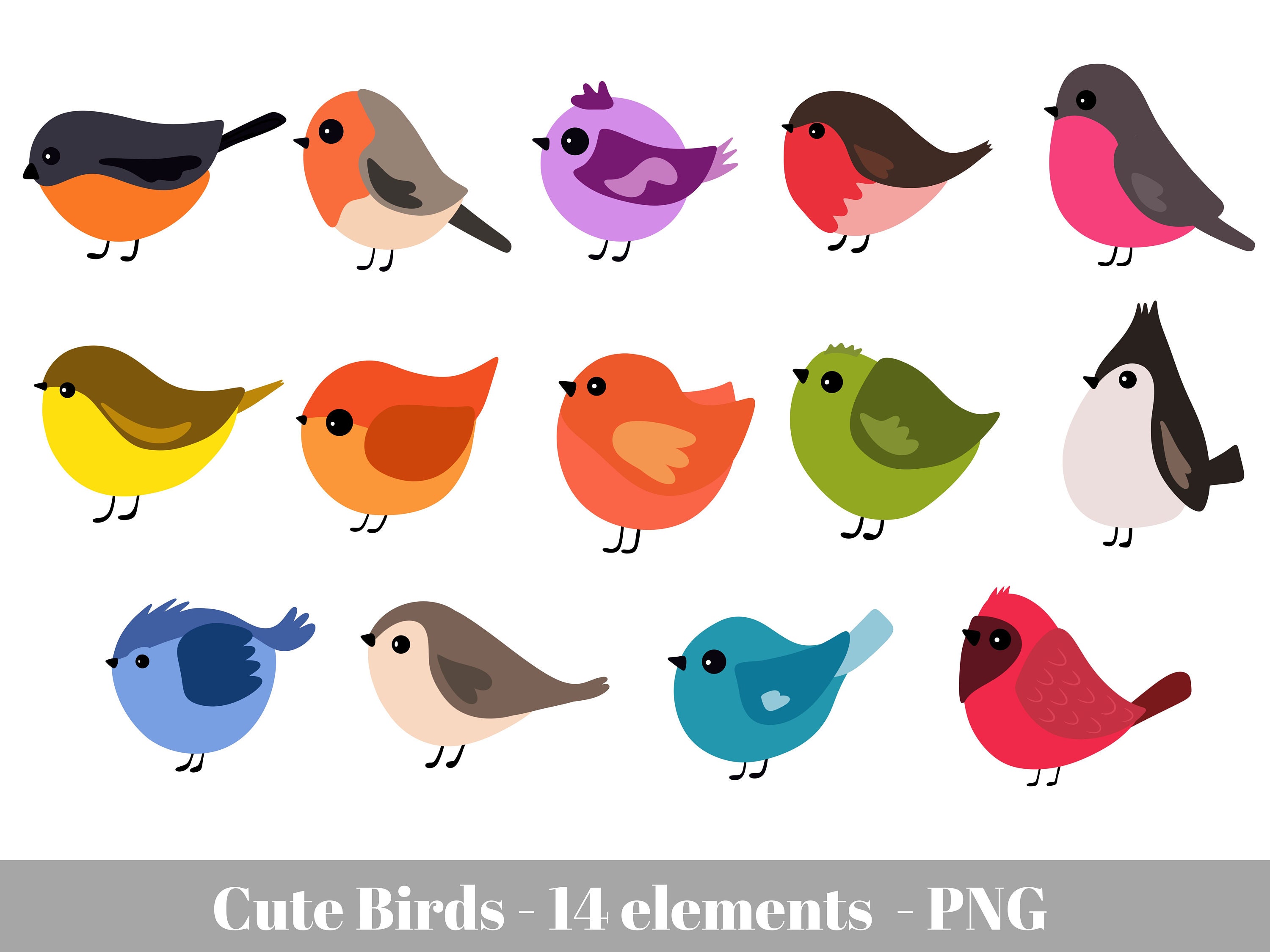 Cute Bird Clipart / Kawaii Birds / Cute Files for Baby Room / - Etsy