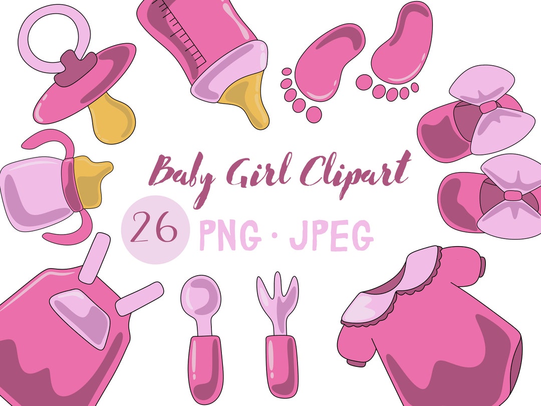 Baby Girl Clipart / Pink Clipart for Baby Shower / Pink Baby Etsy