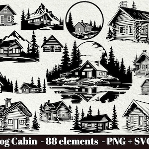 Log cabin svg / Mountain house svg / House in the woods svg / Rustic cabin svg / Instant Download / Mountain Svg Bundle / Commercial use