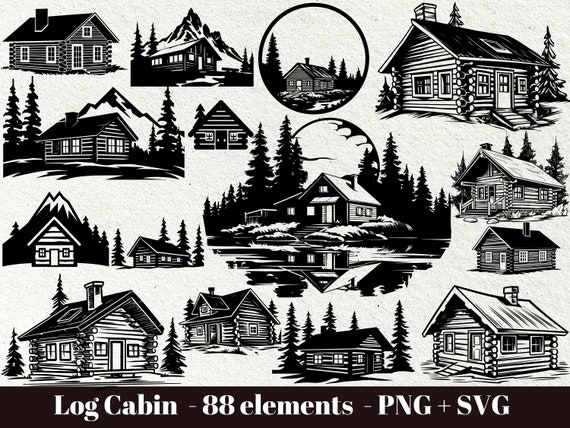 Log cabin svg / Mountain house svg / House in the woods svg / Rustic cabin svg / Instant Download / Mountain Svg Bundle / Commercial use