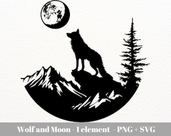Wolf and moon svg / wolf svg file / Wolf Howling SVG / Wolf svg / Forest animals silhouette svg / Instant Download Commercial use clipart