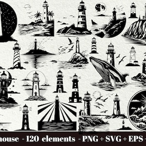 Lighthouse svg file / Lighthouse silhouette / Ocean Lighthouse SVG / Nautical svg file / Instant Download / Commercial use clipart