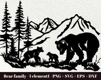 Bear family laser cut project / Bears svg cut files / Bear svg digital file / Bear svg for cricut / Instant Download / Commercial use SVG