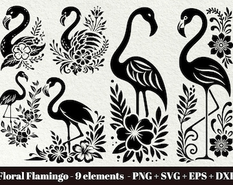 Flamingo bloem palmboom SVG / flamingo svg bestand knippen / flamingo illustraties / flamingo svg-bestand / flamingo png / commercieel gebruik
