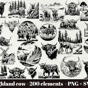 Highland Kuh svg Laser / Highland Kuh png / Highland Kuh Kopf svg / Highland Kuh Silhouette svg / Highland Kuh Blumen svg / Kommerzielle Nutzung
