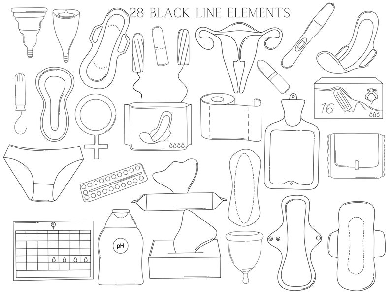 Period Clipart / Feminine Hygiene PNG /menstration Art Digital Etsy