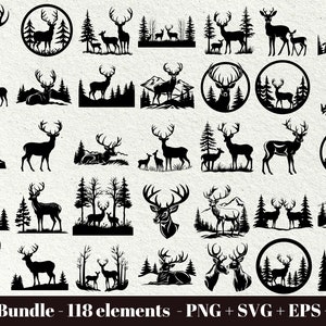 Deer in the Forest svg / deer svg bundle / Deer head vector Svg Png File / Forest silhouette svg / Commercial use / Instant Download