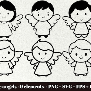 Cute angels kids clipart / Christmas angel PNG / xmas silhouette  / Christmas nativity clipart / Commercial Use Christmas Clipart