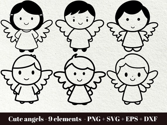 Cute angels kids clipart / Christmas angel PNG / xmas silhouette  / Christmas nativity clipart / Commercial Use Christmas Clipart