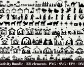 Nativity scene silhouette SVG / Christmas nativity svg laser cut / Three wise men silhouette / Nativity svg file for cricut / Commercial use