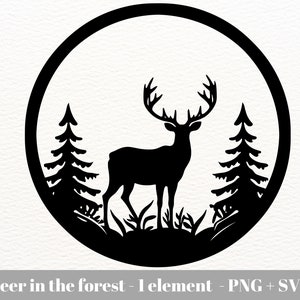 Deer in the woods svg / Deer in the Forest svg / Woodland Scene SVG / Forest animal svg / Wilderness Svg / Commercial use /Instant Download