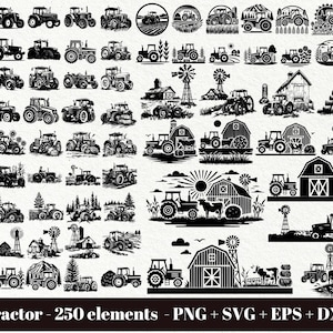 Tractor SVG Bundle / Farm Tractor Silhouette for Cricut / Barn and Tractor SVG / Farm Scene SVG Bundle (Commercial Use - Digital Download)