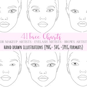 Face Chart / Face Shape / Makeup Face Shapes / Face Shape svg / Wimpernverlängerung Mapping / Face Chart braun Mapping