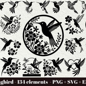 Hummingbird svg laser file / Hummingbird flowers Svg  / Hummingbird silhouette svg / Hummingbird with flower SVG / Commercial use svg files