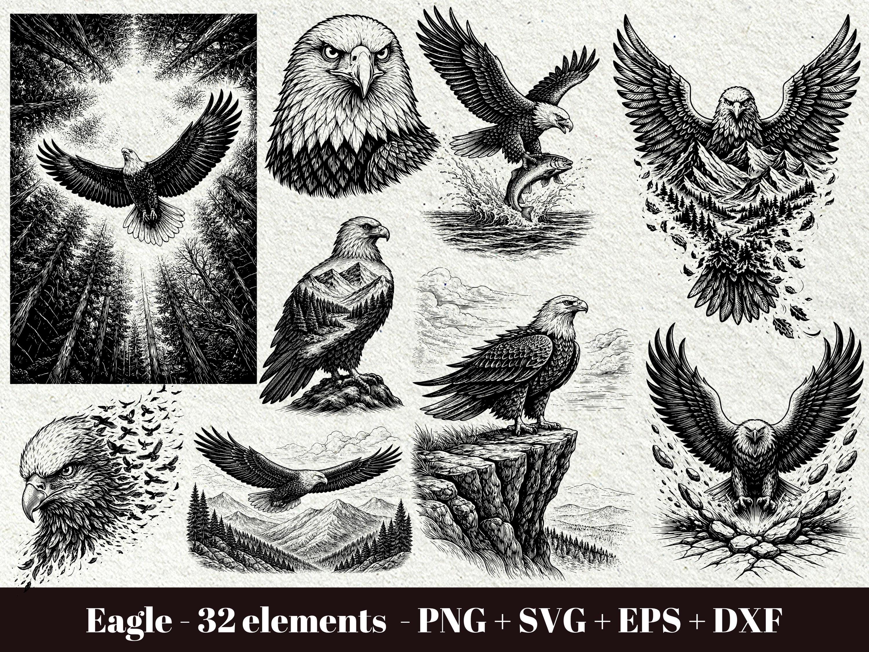 Eagle Rv Svg Eagle SVG Bundle / Eagle Laser Engraving File / Mountain Bald Eagle PNG ...