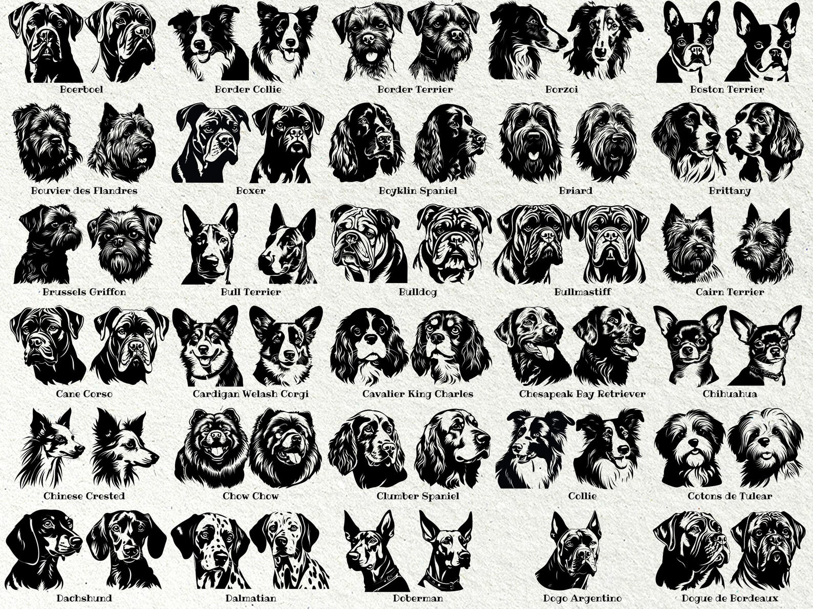 147 Dog Breeds Laser Files / Dogs Head Svg Bundle / Dog Portrait SVG ...