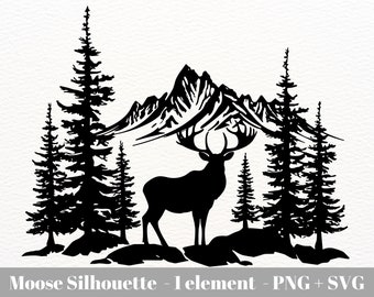Moose SVG file / Moose clip art / Moose Png & Svg / Forest animal clipart / Forest silhouette svg / Commercial use / Instant Download