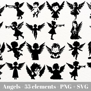 Angel svg bundle  / Cute angels kids clipart / Angel bundle svg / trumpeting angel laser / Instant download png / Commercial Use Clipart